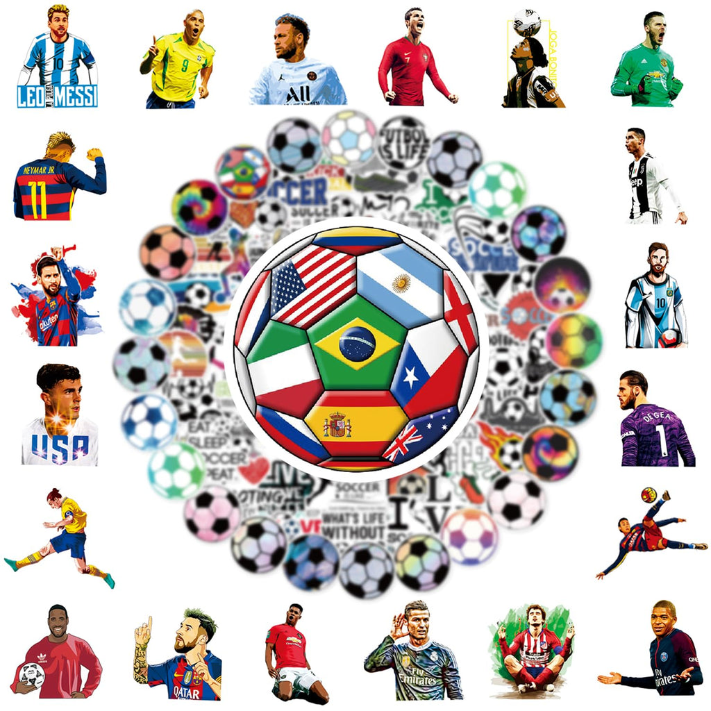 150 PCS World Cup Football Soccer Stickers Soccer Sports Stickers Vinyl Waterproof Sticker Graffiti Decals Soccer Gifts for Water Bottle Helmets Scrapbook World Cup Kids Teens Adults