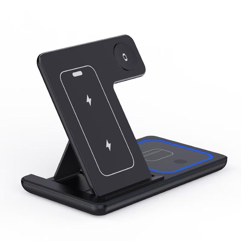 3-in-1 Foldable Wireless Charging Station with LED Light