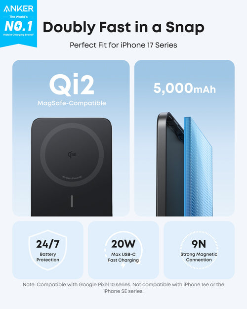 Anker Nano MagGo Power Bank 5K – Ultra-Slim Qi2 Charger