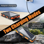 10,000mAh Solar Power Bank with LED Flashlight & Built-In Cables