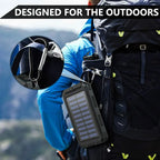 10,000mAh Solar Power Bank with LED Flashlight & Built-In Cables