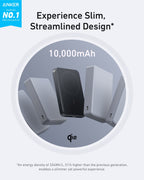 Anker MagGo 10K slim magnetic power bank shown in a charging feature graphic.