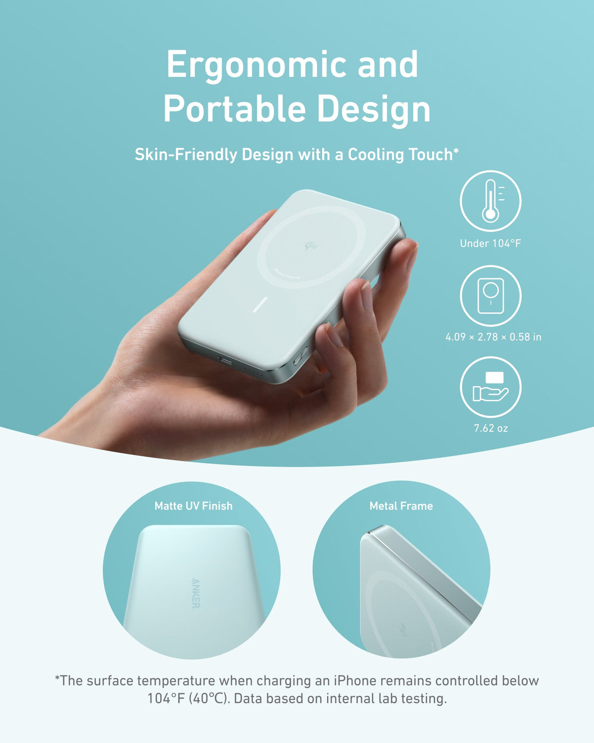 Anker MagGo 10K slim magnetic power bank shown in a feature illustration.
