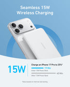 Anker MagGo 10K slim power bank shown in a design detail graphic.