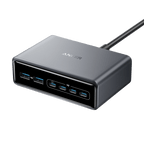 Anker Prime 200W desktop charger with four USB-C ports and two USB-A ports.